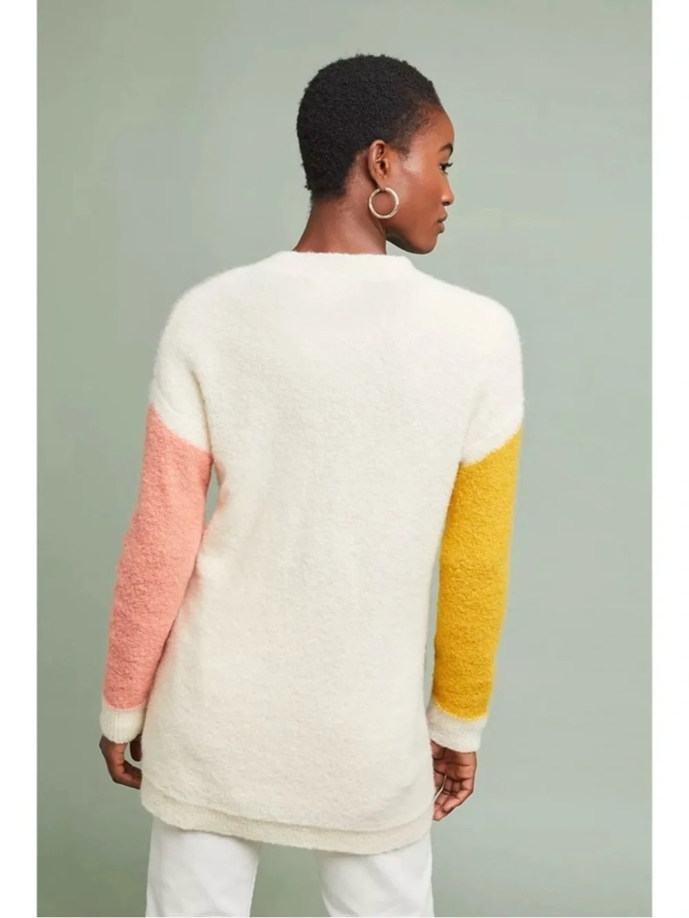 Anthropologie Moth Colwood Colorblock Alpaca Cardigan Sweater Size Medium
